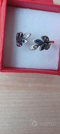anello argento con zirconi cubici blu e trasparent