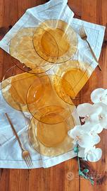 6 piatti frutta vetro ambra anni 70 Arcoroc France