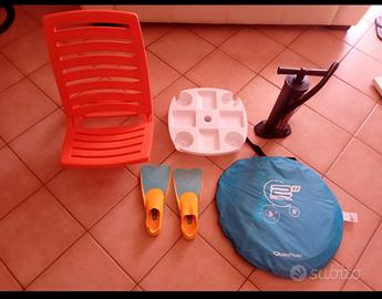 Tenda quechua, pinne, pompa index, sedia 