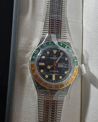 Orologio Timex q quartz ghiera verde oro