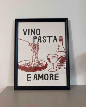Quadro per cucina “Vino Pasta e Amore” - Moderno