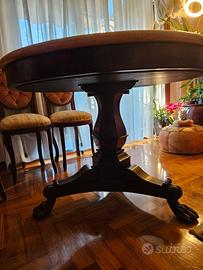 tavolo antico con piano in marmo lavorato a bulino