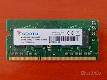 RAM ADATA DDR3L 2GB 1866MHz SO-DIMM per Laptop
