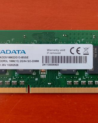 RAM ADATA DDR3L 2GB 1866MHz SO-DIMM per Laptop