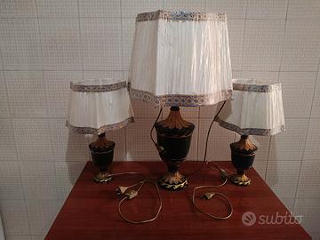 TRITTICO Tosca 3 Lampade Porcellana e Seta