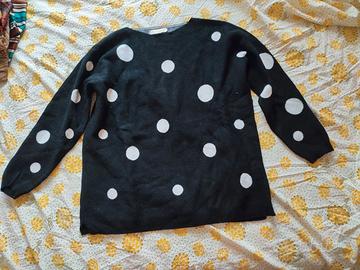 Maglione Nero a Pois Bianchi E-Woman