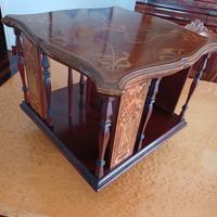 piccola libreria  girevole intarsi in radica