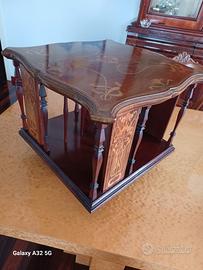 piccola libreria  girevole intarsi in radica