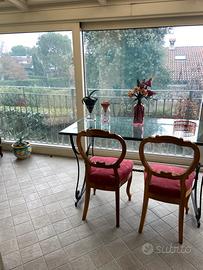 Tavolo vetro e ferro battuto