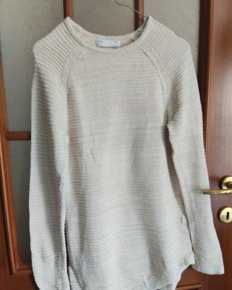 maglia lunga donna cotone beige 