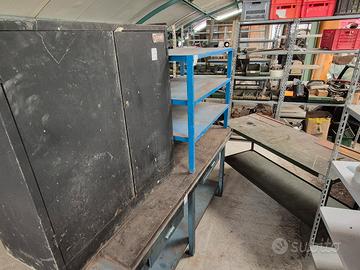 tavolo lavoro morsa ferro legno scaffale mobiletto