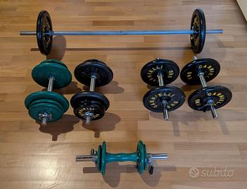 Pesi Palestra Home Gym Dischi 82 kg manubri bilanc