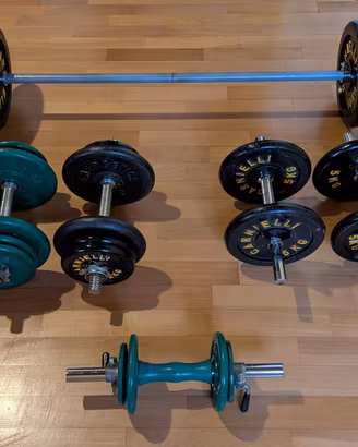 Pesi Palestra Home Gym Dischi 82 kg manubri bilanc