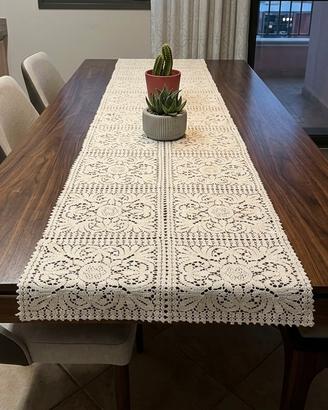 Runner da Tavolo Vintage in Pizzo Uncinetto Crema