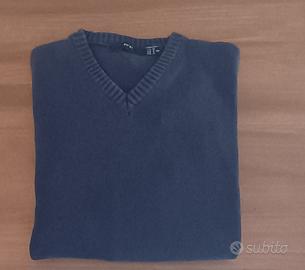 Maglione uomo in cotone blu taglia 54/56