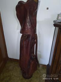 Sacca da golf in cuoio rosso vintage