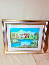 Dipinto a olio firmato - Paesaggio Invernale