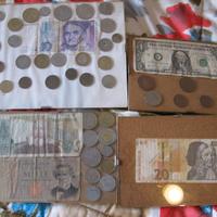 4 QUADRETTI MONETE E BANCONOTE COLLEZIONISMO