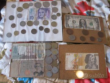 4 QUADRETTI MONETE E BANCONOTE COLLEZIONISMO