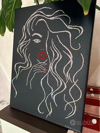 Quadro artigianale in strass/cristalli 30 x 40