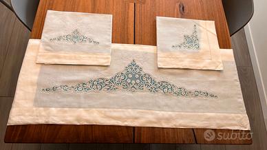 COMPLETO MATRIMONIALE con ricamo in pizzo di cantu