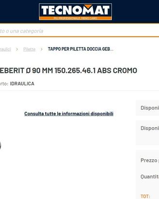 Tappo per Piletta Doccia 90mm