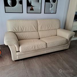 Divano Letto in Pelle Beige Château d'Ax – 3 Posti