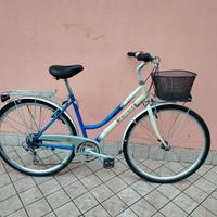 Bicicletta da 28 azzurra e bianca con cesto