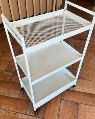Carrello bianco in acciaio verniciato tre ripiani