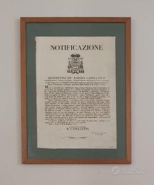 Notificazione pontificia originale 1827 – Pesaro –