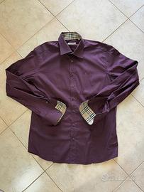 camicia viola burberry uomo