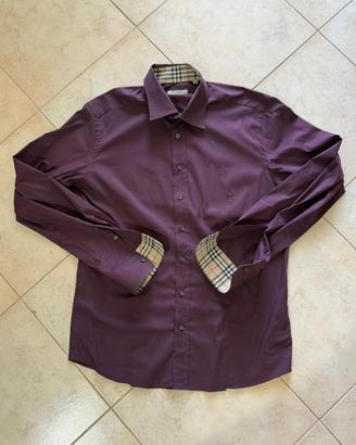 camicia viola burberry uomo