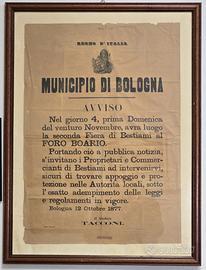 Regno d'Italia 1877 Bologna Tacconi Fiera Bestiami