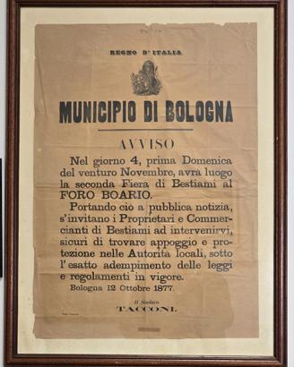 Regno d'Italia 1877 Bologna Tacconi Fiera Bestiami