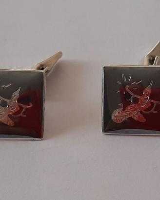 Gemelli vintage in argento per camicia 