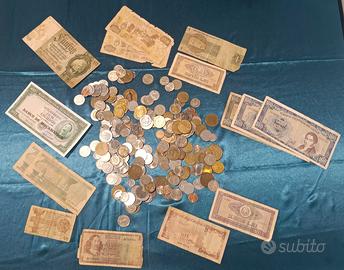 Lotto monete e banconote estere vintage collezione