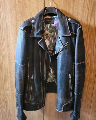 Chiodo Biker nero in vera pelle D'Arienzo