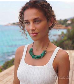 Collana estiva argilla ,fatta a mano+orecchini  