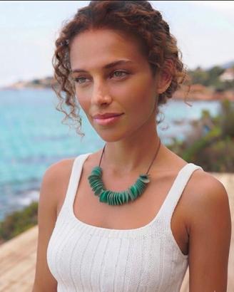Collana estiva argilla ,fatta a mano+orecchini  