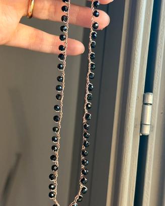 Collana Choker con cristlli neri