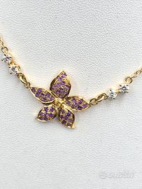 COLLANA ORO ZAFFIRI ROSA DIAMANTI