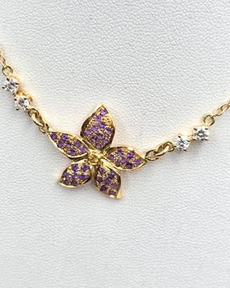 COLLANA ORO ZAFFIRI ROSA DIAMANTI