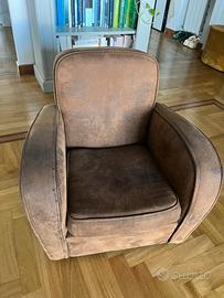 Mini poltrona effetto pelle scamosciata