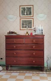 Cassettiera Inglese in piuma di mogano XIX