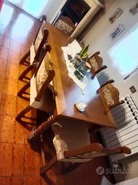 Tavolo rovere legno massello completo 6 sedie
