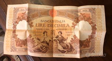 `Banconota 10.000 Lire 1947 Banca Italia Vintage