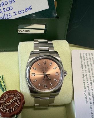 Rolex oyster perpetual salmone 114200 ful set