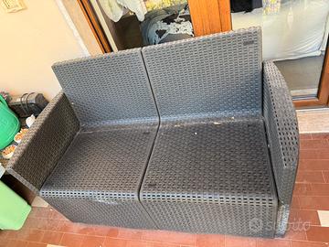 Salotto da giardino rattan 4 pezzi