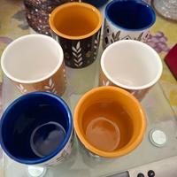 6 tazze in porcellana senza manici 