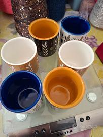 6 tazze in porcellana senza manici 